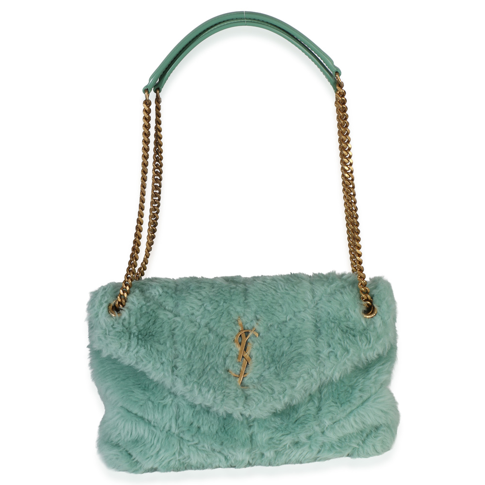 Saint Laurent Shearling Quilted Monogram Small Loulou Puffer Chain Satchel - Picture 6 of 8